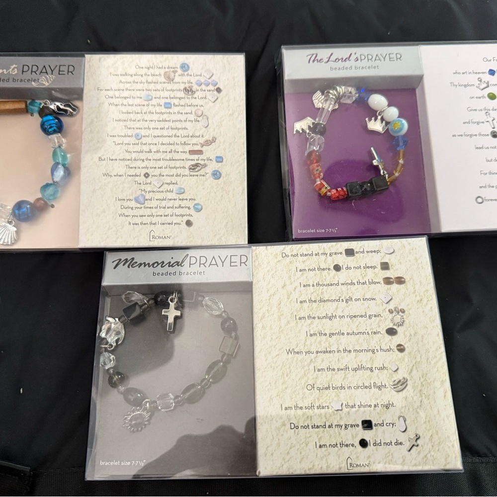 Roma Inspirational Beaded Bracelet Set with Blue, Purple, and Gray Tones